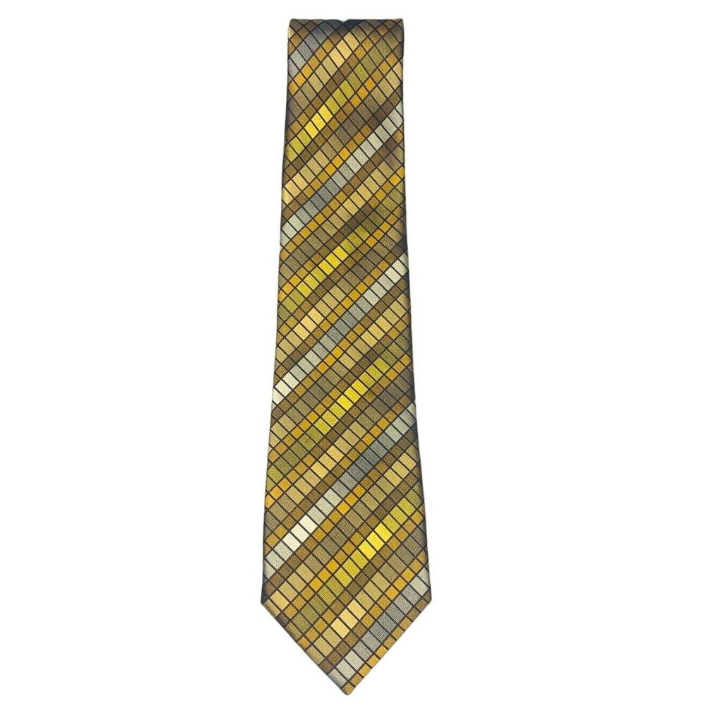 Fratelli Moda Yellow Gold Silk Neck Tie, 60" Long 4" Wide, Handmade in Italy
